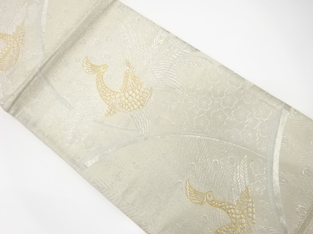 アンティーク　孔雀に梅模様織り出し袋帯（材料）